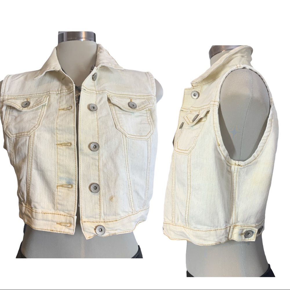 STREETWEAR White Short Clear Beige Jacket Vest Size M